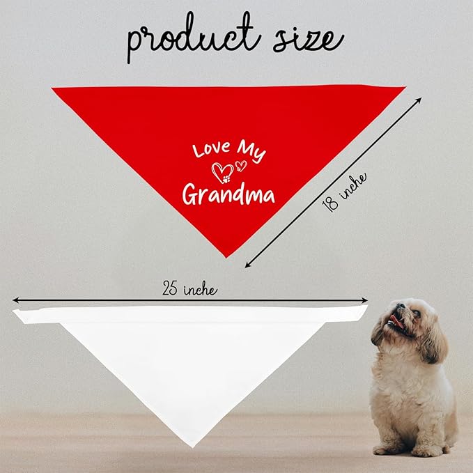 Love My Grandma Bandana Funny Cute Dog Bandana Mothers Day Birthday Christmas Photo Prop Pet Scarf Accessories for Pet Dogs Lovers Dog Mom Gifts - Red