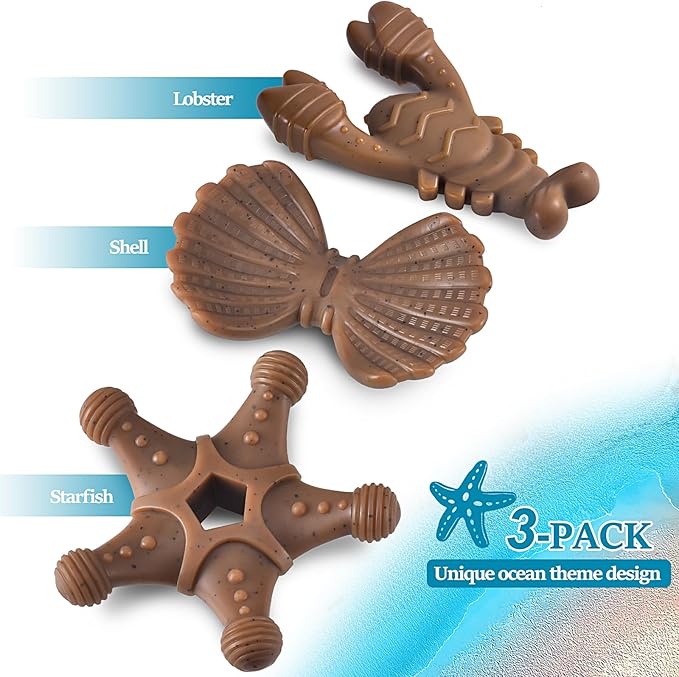 NEZIN Dog Toys for Aggressive Chewers, Indestructible Toys for Large Dogs, Dog Chew for Large Medium Small Breed, 3 Pack Super Chewer with Tough Nylon, Gift for Dogs