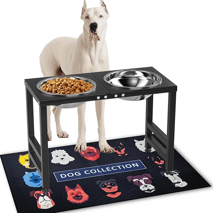 Metal Elevated Dog Bowl for Large 𝐋𝐚𝐫𝐠𝐞 Raised Bowl Stand with Sprill Proof Mat and 2000ML Pet Bowls, Food & Water Bowls 16" Tall Dog Feeder for Large Breed