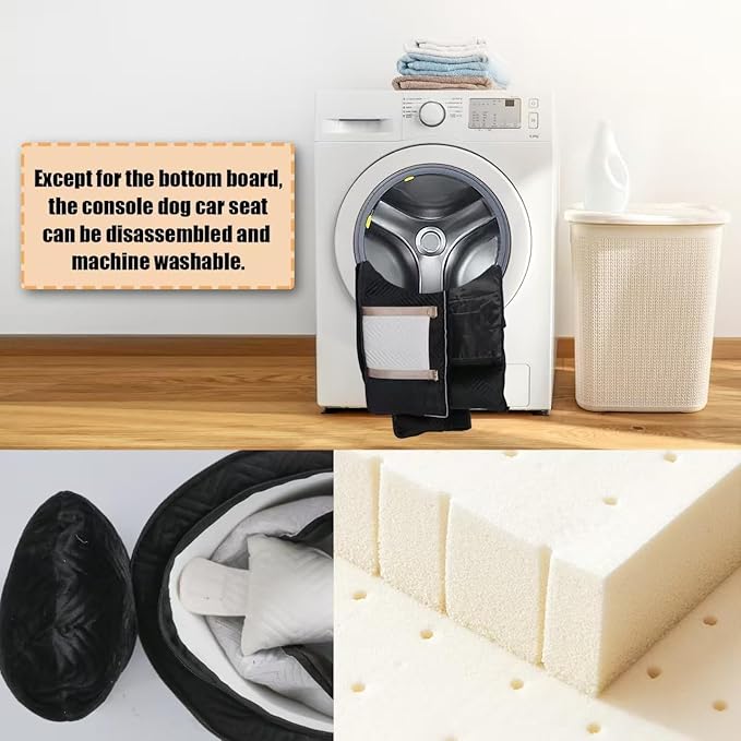 Dog Car Seat for Small Dogs, Portable Center Console Dog Car Seat, Pet Booster Seats with Safety Belt and Soft Cushion, Pet CarSeat for Dogs and Cats Under 15 lbs,Black