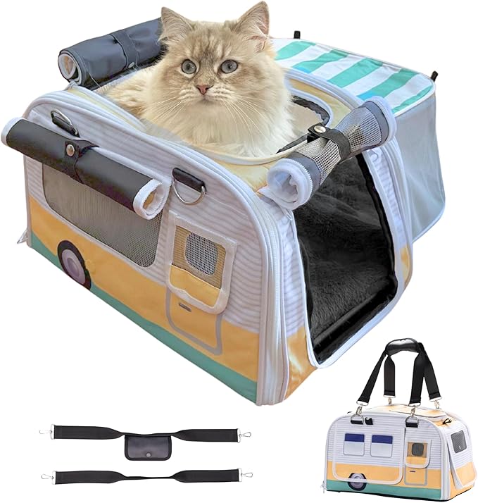 New Premium Soft-Sided 2-in-1 Kittyrama Cat Carrier & Home Hideaway – Vet-Recommended Calming Den, Dual-Use Lounge & Travel Carrier with SBS Zippers, Airline-Approved Under-Seat Fit