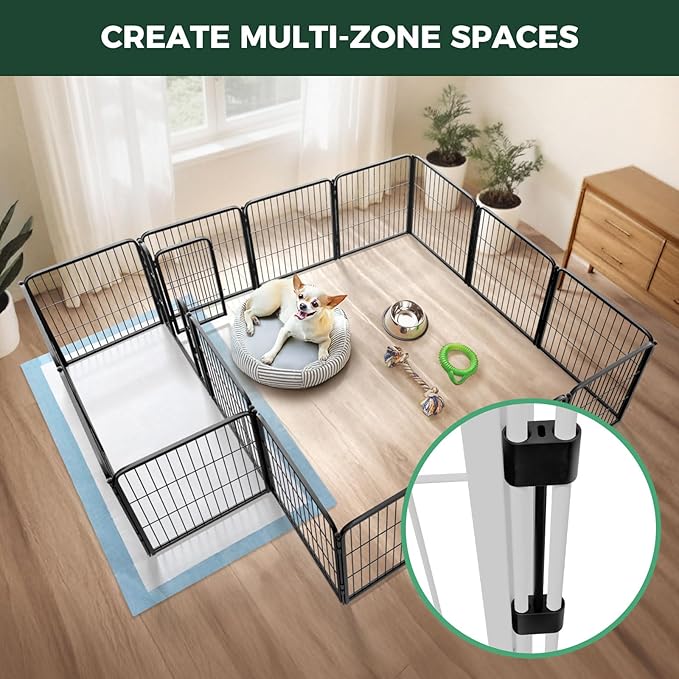 FXW Homeplus Unleashed Indoor Dog Playpen - Stress-Free and Safe Play, Heavy Duty 24 Inch 16 Panels with Connectors (Pack of 2) for Puppy and Small Dogs, Black│Patented
