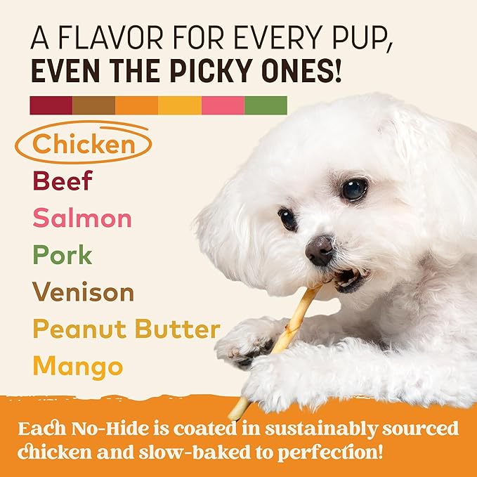 Earth Animal No Hide Stix - Long Lasting Rawhide Free Small Dog Chews Sticks, Chicken - 80 Count Extra Value Pack