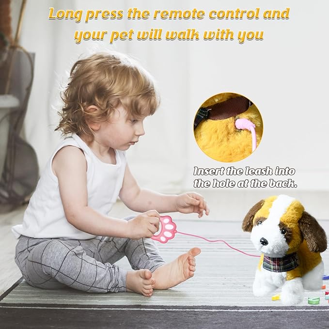 Puppy Toys for Kids, Toy Dogs That Walk and Bark, Walking Dog Toy for Kids with Leash, Interactive Stuffed Puppy with Remote Control, for Girls and Boys Aged 3-7 Year Old