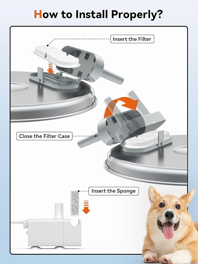 Dog Water Fountain for Large Dogs, 3.2Gal/406oz/12L Stainless Steel Pet Fountain, Quiet Dog Water Bowl Dispenser with Visible Window for Multi-pet Home(6 Set Filter)