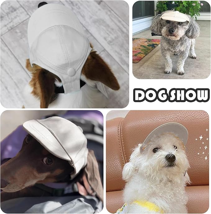 Dog Baseball Cap Dog Visor Hats Pet Sun Protection Hats Outdoor Sports Hats with Ear Holes Pet Baseball Hats with Adjustable Strap for Small Dogs Sun Protection Visor Hat