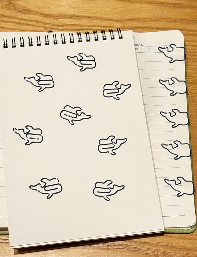 Cute Paper Clips, 60PCS Whale Fish Paper Clips Animal Bookmarks Clips, Assorted Colors, Fun Office Gifts for Women Men Coworkers Teachers Students Girls Boys, Christmas Gifts