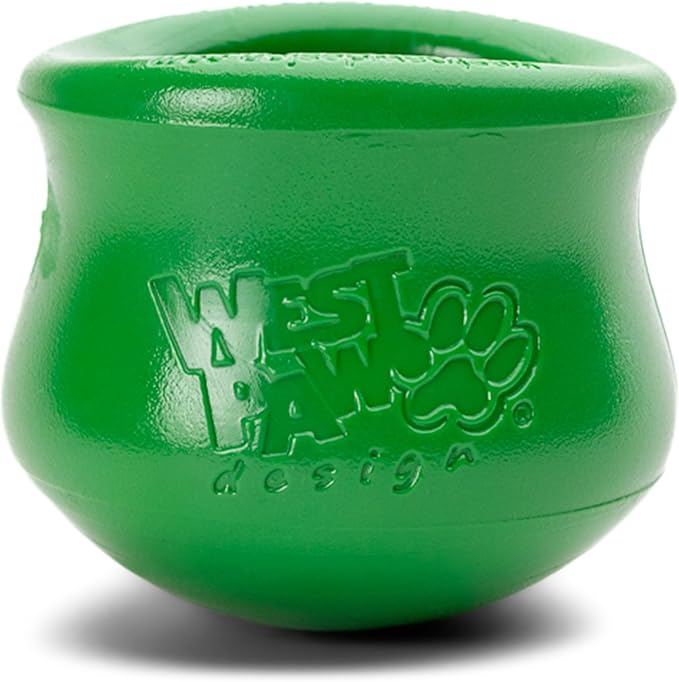 WEST PAW Toppl Durable Dog Treat Puzzle Toy for Small to Medium Dogs- Engaging Interactive Chew Toy for Mental Stimulation, Slow Feeding- Quarter Cup Capacity - Clover Green, Small