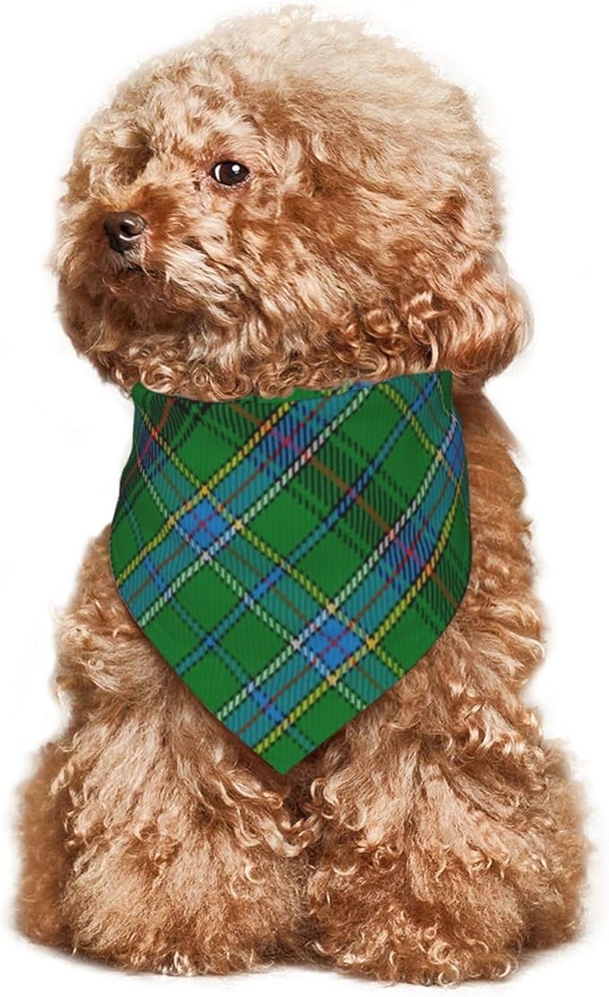 Scots Style Tartan Plaid Teal Dog Bandana Scarf Triangle Bibs Pet Accessories Cat Kerchief