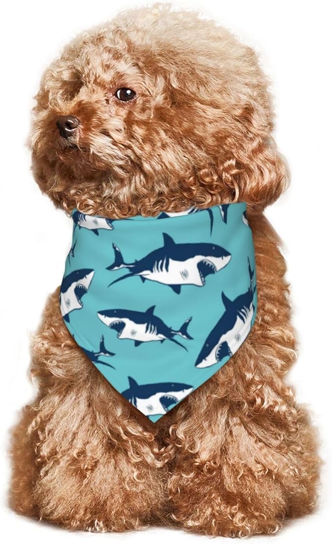 Ocean Shark Dog Bandana Scarf Triangle Bibs Pet Accessories Cat Kerchief