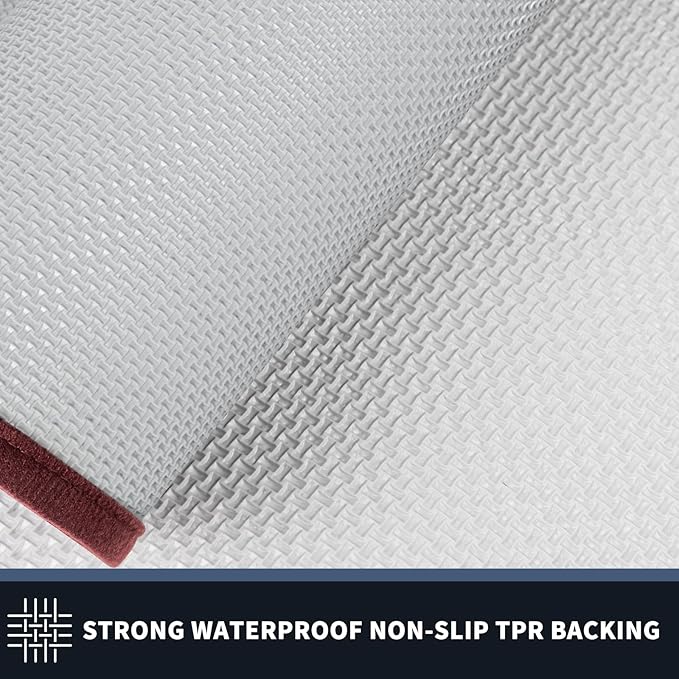 PURRUGS Dirt Trapping Door Mat 24" x 36", Non-Slip/Skid Machine Washable Entryway Rug, Shoes Scraper, Throw Rug, Super Absorbent Area Rug for Muddy Wet Shoes and Paws, Pink & Burgundy Red