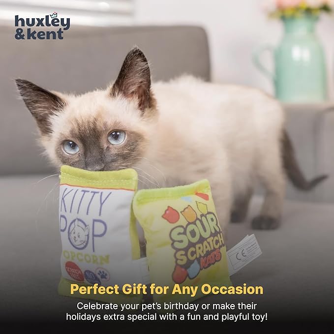 Huxley & Kent Plush Cat Toy - Interactive Catnip Toy for Cats & Kittens - Soft with Crinkle & Catnip - Fun Indoor Play - Kitty Pop