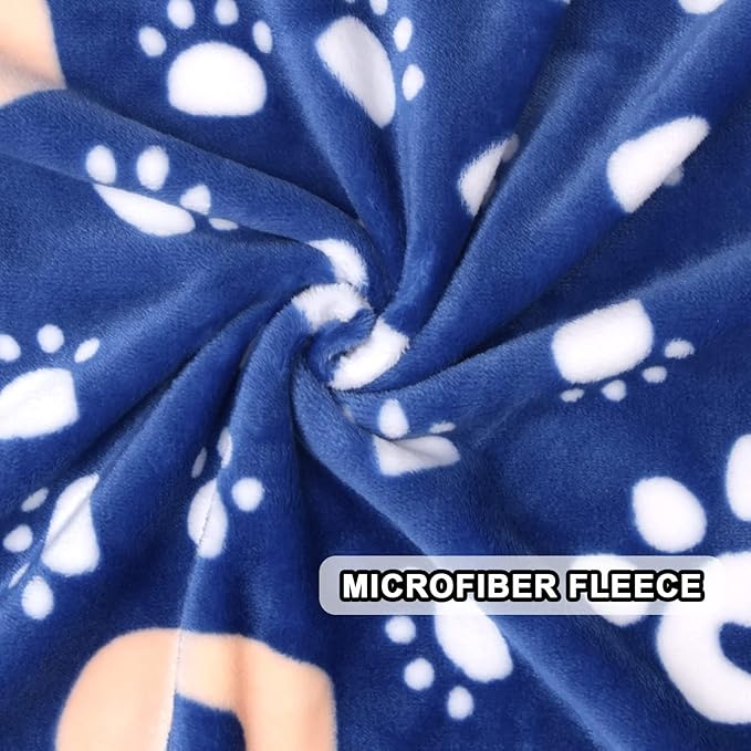Dog Blanket, Soft Fleece Dog Blankets for Large Dogs, Fluffy Flannel Pet Cat Puppy Blanket Mat Cover for Bed Couch, Cute Paw Print Throw Blanket for Dogs, Blue 60"X50"