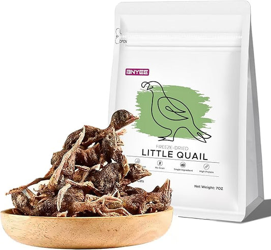 7 OZ Freeze Dried Little Quail Treats for Dogs Cats, High Protein Raw Dog Food, Single Fresh Ingredient Treats, Rawhide Free