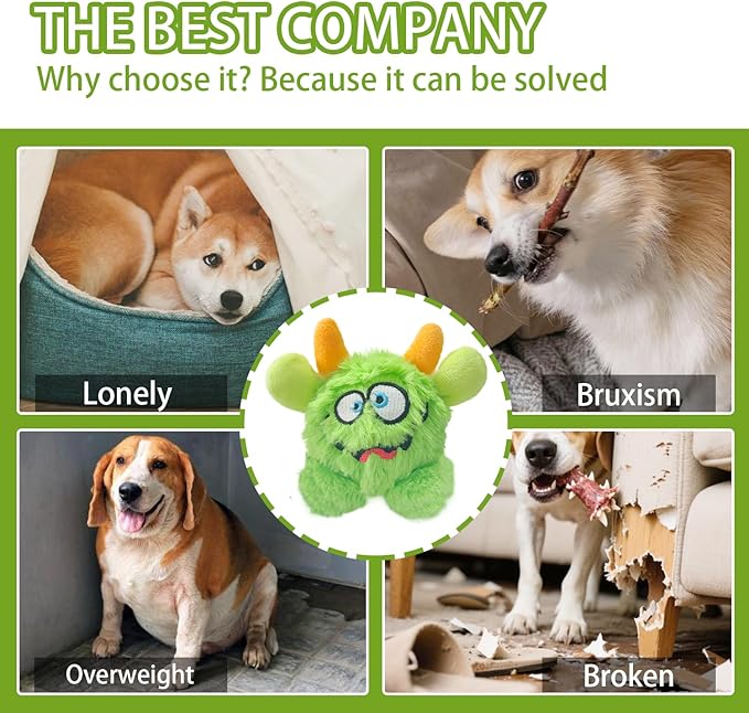 Squeaky Plush Dog Toy Ball, Dental Care, Skin-Friendly and Soft and Relieve Stress,Dog Training Interactive Pet Cute Plush Fashionable Toy Ball (Green,Large)