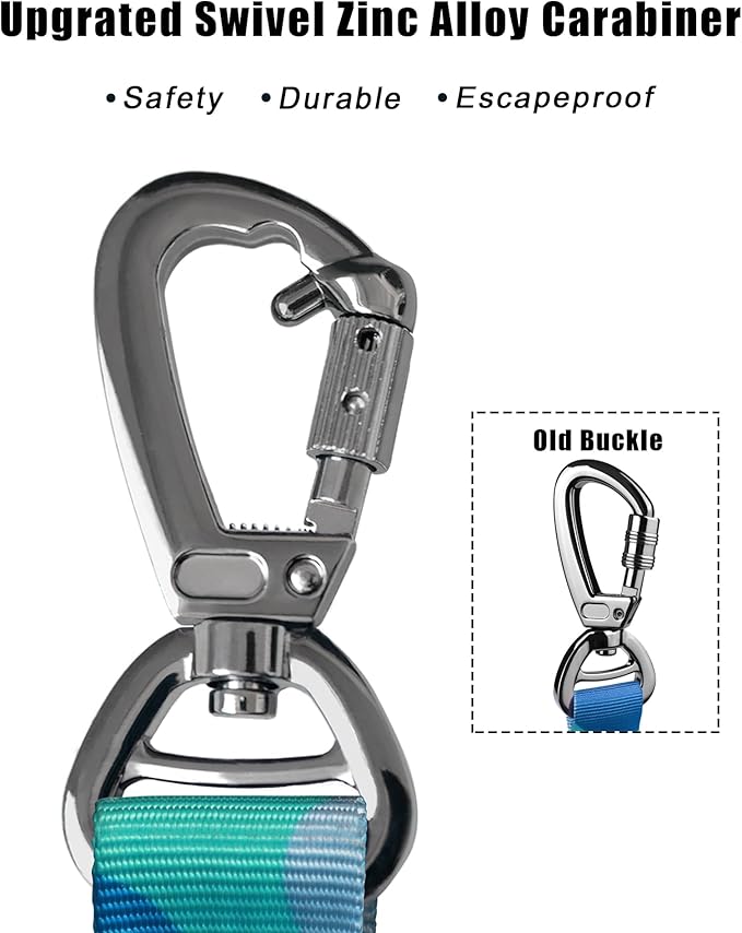 Hotsky Tactical Dog Leash Heavy Duty for Medium Large Dogs That Pull,4-6Ft Strong Bungee Shock Absorbing No Pull Dog Leash with Padded Double Handle and Car Seatbelt,Blue Camo