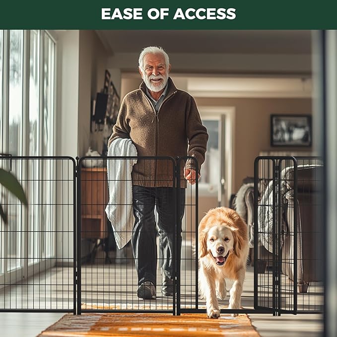 FXW Homeplus Unleashed Indoor Dog Playpen - Stress-Free and Safe Play, Heavy Duty 45 Inch 16 Panels Dog Pen with Connectors (Pack of 2) for Large Dogs, Black│Patented