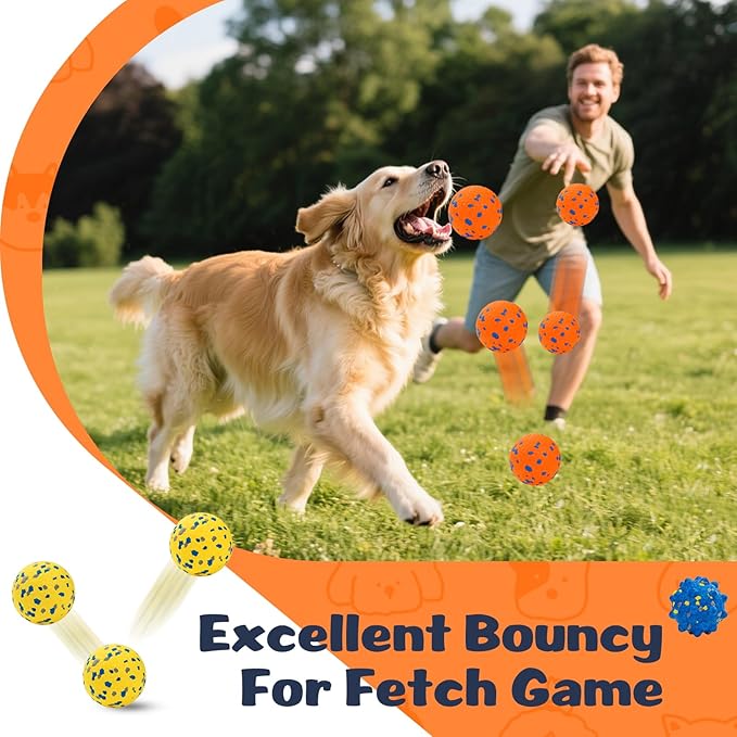 HIPPIH Dog Balls Interactive Tennis Balls for Dogs, Dog Toys for Aggressive Chewers, Tough Puppy Chew Toys for Teething, 3" Fetch Ball Water Toy for Small/Medium Breed, High Bouncy & Floating, 3 Pack