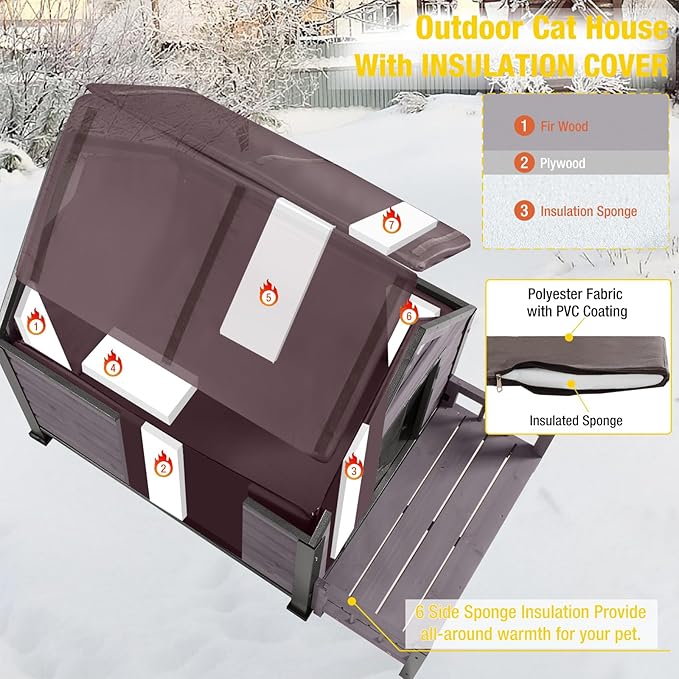 Dog House with Insulated Liner, Waterproof Dog Kennel for Small to Medium Size Dogs, Outdoor Doghouse 100% Insulated Puppy Shelter with Elevated Floor for Winter (Grey, Medium)