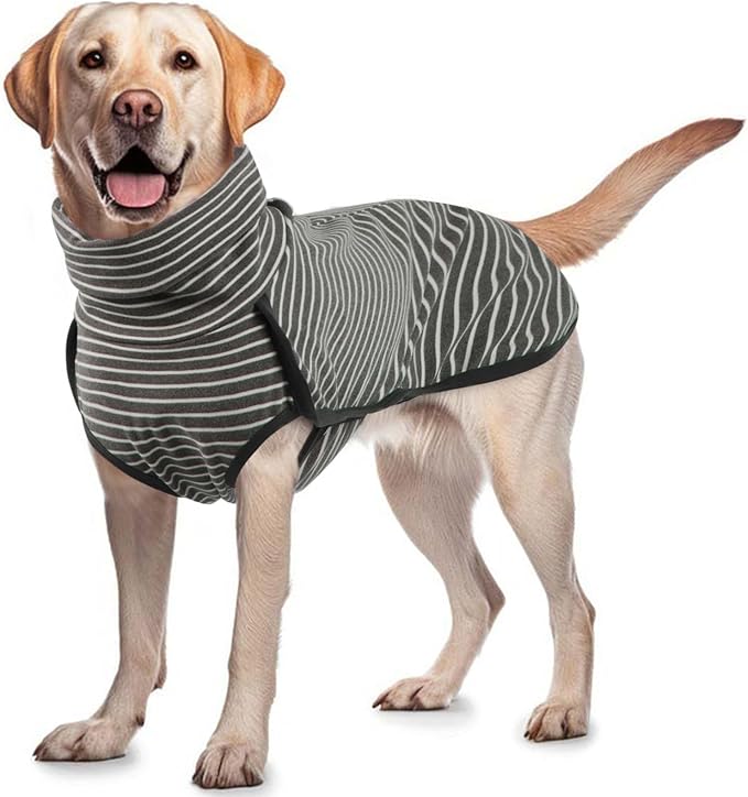 ROZKITCH Dog Winter Coat Soft Pullover Pajamas, Pet Windproof Warm Cold Weather Jacket Vest Cozy Jumpsuit Apparel Outfit Clothes for Walking Hiking Travel Sleep Stripe XL