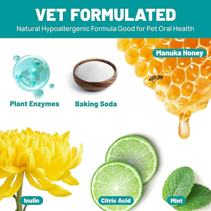 Teeth Cleaning Wipes for Dogs & Cats, Dog Finger Toothbrush Wipes, Dog Dental Care Finger Wipes, Dog Tooth Brushing Kit, Remove Plaque & Tartar Buildup, Fresh Breath (50 PCS, Honey)