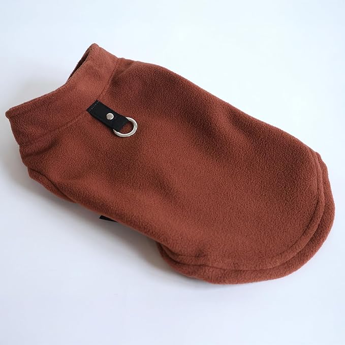 JACKO & CO - Fleece Vest Dog Sweater with Leash Ring - Soft, Warm & Lightweight Pullover Coat for Small & Medium Dogs, Puppies & Cats - Cozy Fall/Winter/Spring Pet Jacket (Chocolate Brown, XS (2-4lbs)