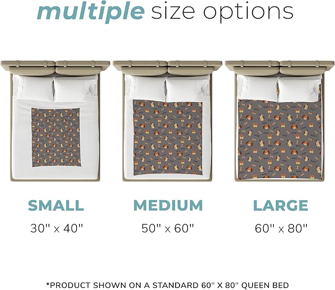Grey Woof Plush Pet Lightweight Blanket - 60" x 80" - Cute for Dogs - Gifts and Puppy Essentials - Printed in America