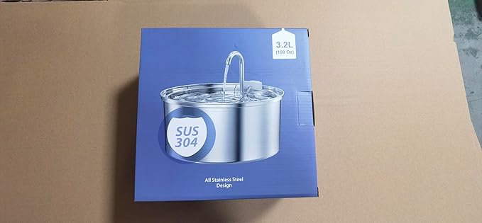 Cat Water Fountain Stainless Steel: Cat Fountain for Drinking - Automatic Pet Water Fountain for Cats Inside - 3.2L Dog Water Dispenser Cat Drinking Supplies Metal Kitty Spout Animal Waterer Bowl