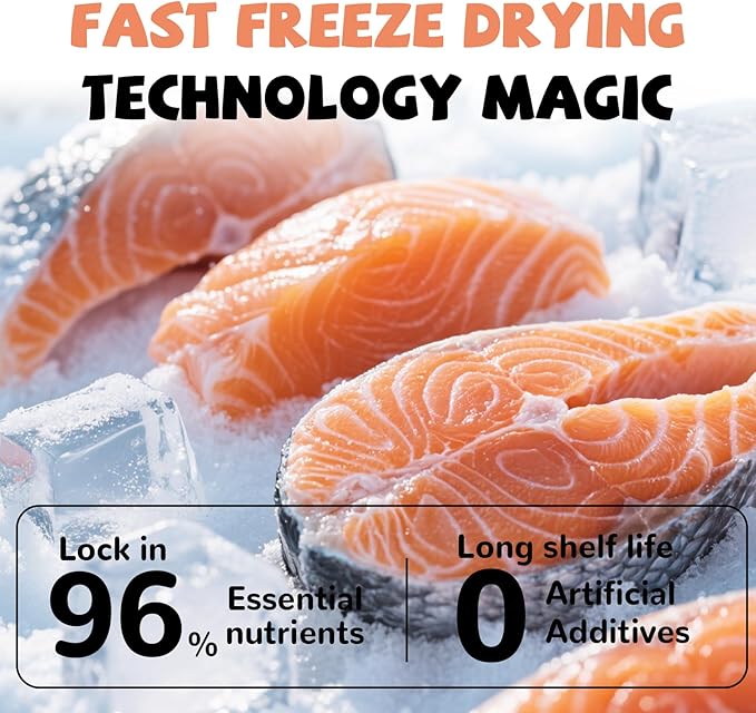 PAWUP Freeze Dried Salmon Dog Treats, Single Ingredient Raw Dog Food Toppers, Healthy Training Treats for Dogs,3.8 oz