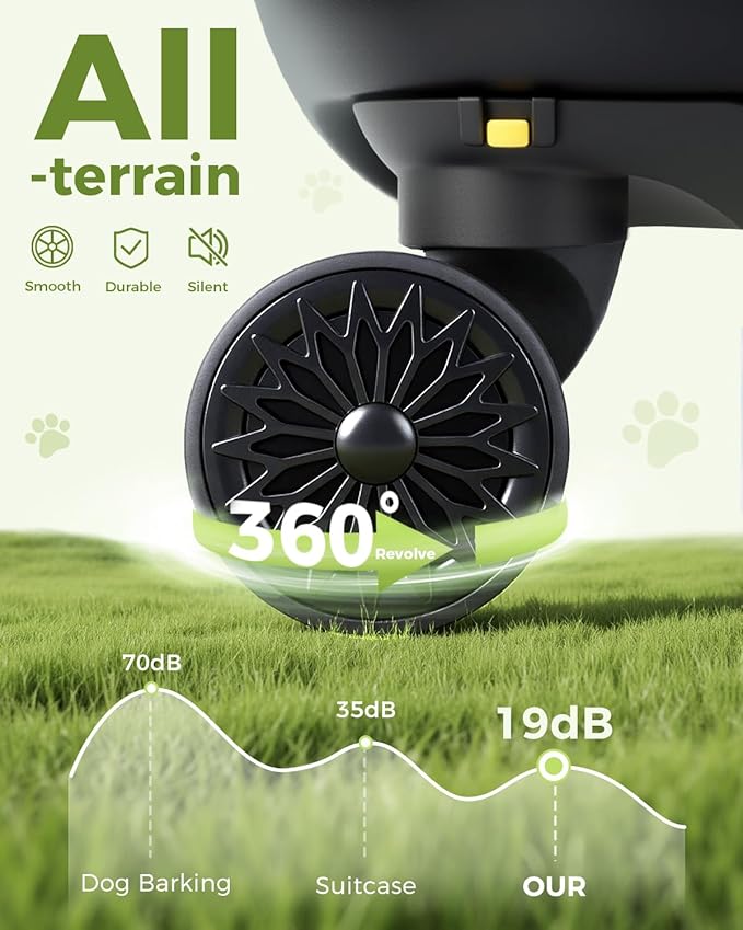 Lekereise Cat Carrier with Wheels (Black), 180° Wide Open Rolling Cat Carrier for Outdoor Adventures, Silent Wheels & Hard Bottom for Park/Camping, Portable Pet Travel Carrier for Cats Up to 15 lbs