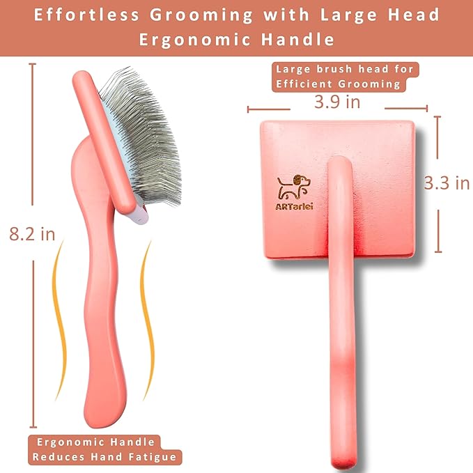 2-in-1 Dog Slicker Brush & Comb for Golden Retriever & Doodle - Easy Detangling & Deshedding, Tailored for Matted Coats of Long Curly Haired Doodle Mixes - Effortless Tangle-Free Grooming