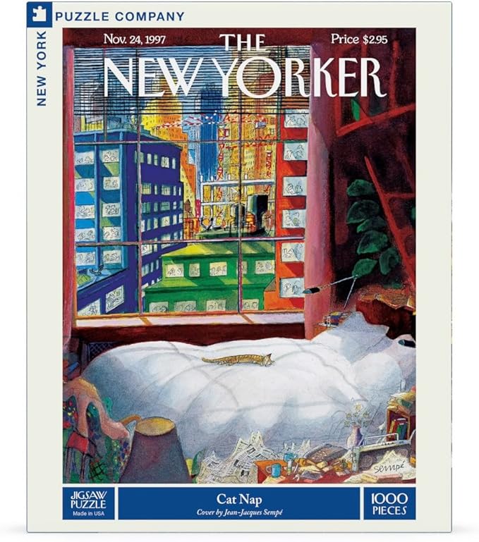 New York Puzzle Company - New Yorker Cat Nap - 1000 Piece Jigsaw Puzzle for Adults by Jean-Jacques Sempé