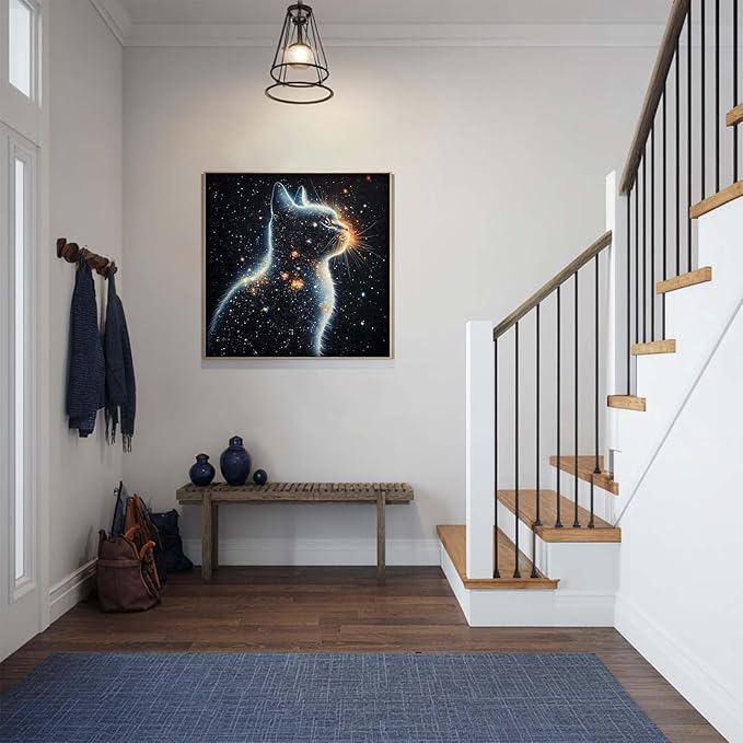 Cat Jigsaw Puzzles 1000 Pieces for Adults, Larkipuzz Starry Night Sky Puzzles, Unique Impossible Nebula Space Puzzle for Home Decor