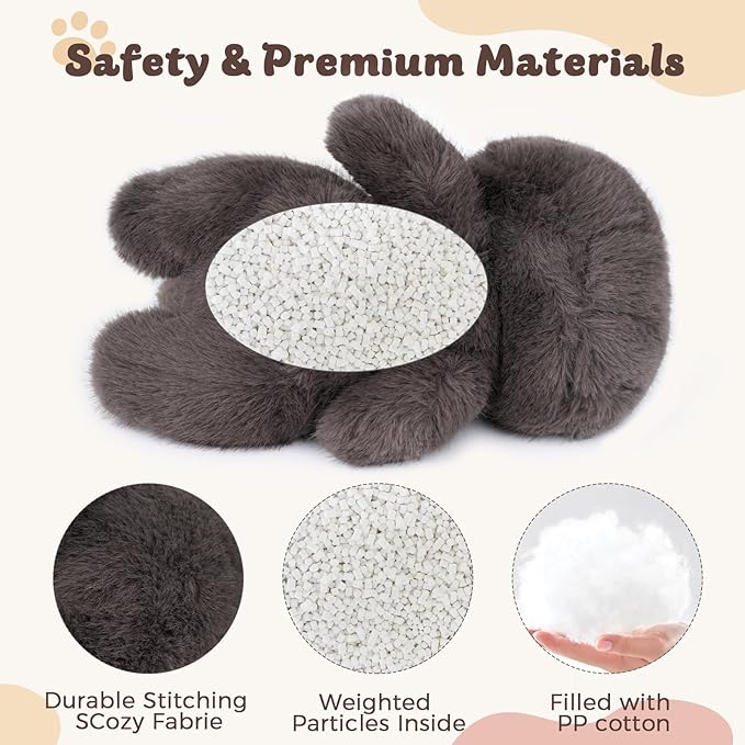 1.9 lbs Weighted Stuffed Animals Cat - Dark Grey Cat Plush, Cute cat Stuffed Animal Kawaii Plushies Hugging Toy Gifts for Kids Boys Girls & Adults