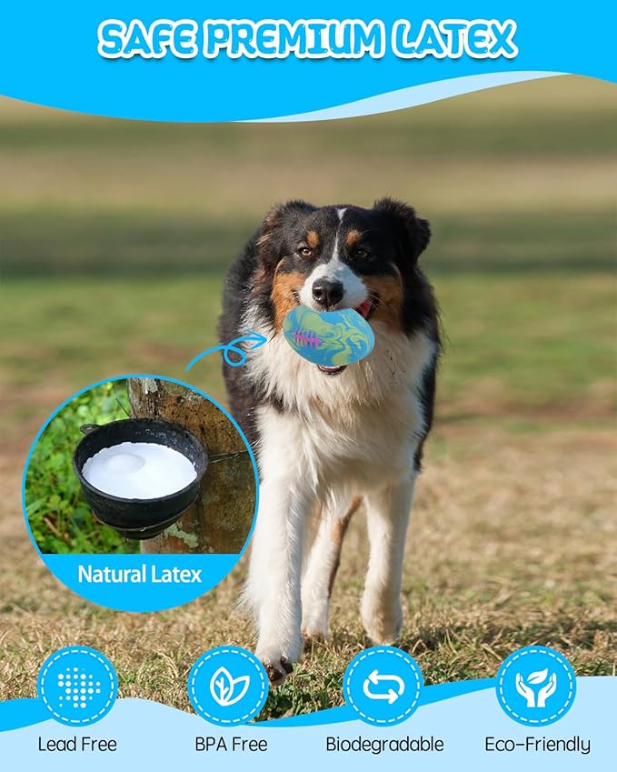 SCHITEC Dog Squeaky Ball Toys, Interactive Pet Balls for Fetch Play, Latex Rubber Football Toy for Medium Large Breed Dogs