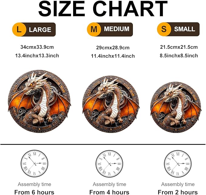 Jigfoxy Wooden Puzzle for Adults, Mechanical Dragon Jigsaw Puzzles for Adult, Unique Animal Shape Wood Cut Puzzles, Christmas Thanksgiving Gifts for Friends Family (L-13.4 * 13.4in-300pcs)