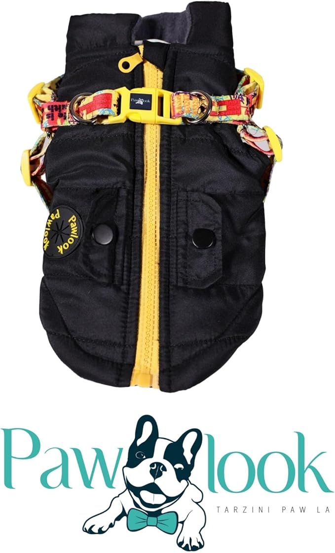 Generic Pawlook Dog Raincoat with Chest Leash and Collar, Reusable Waterproof Pet Coat for Small Dogs, Medium Dogs, Large Dogs (Black, Medium)