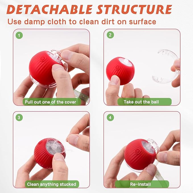 Speed 2.0 Tail Interactive Cat Toys for Indoor Cats, Chirping & Motion Activate Cat Toy, Smart Kitten Rolling Ball Moving Ball Toys, Rechargeable Dog Cat Bal l for Enrichment Exercise (Yellow)