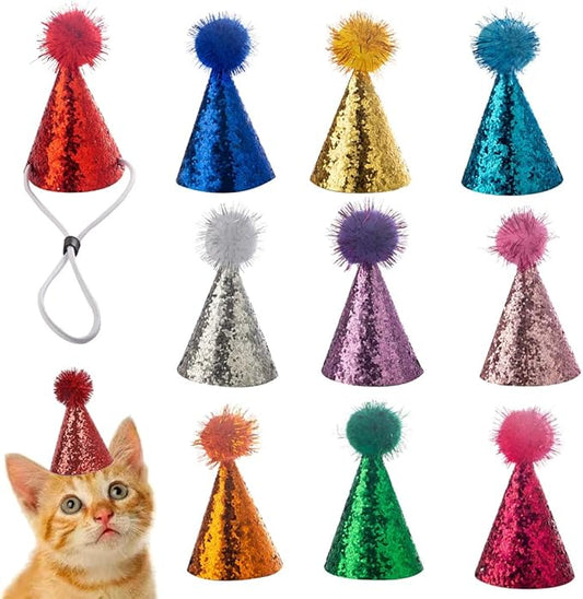 10pcs Mini Party Hats for Stuffed Animals Dog Birthday Hat Small Dog Hats Cat Birthday Hat Party Decorations Pet Grooming Costume Accessories