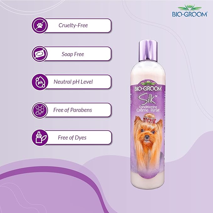 Bio-Groom Silk Creme Rinse Dog Conditioner - Conditioner for Dogs, Puppy Conditioner, Dog Conditioner Detangler, Dog Hair Conditioner - 12 Fl Oz 1-Pack