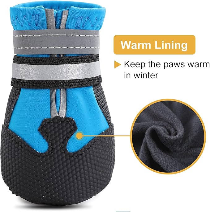Dimicoo Water-Resistant Dog Boots for Medium Large Dogs,Non-Slip Dog Shoes for Winter Snow,Lightweight Paw Protector for Cold Pavement,Soft Dog Booties for Outdoor Walking Indoor Hardfloors