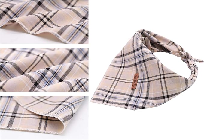 Lionet Paws Dog Bandana Washable Cotton Handkerchief Scarf Triangle Bandana for Small Medium Large Dogs Grey