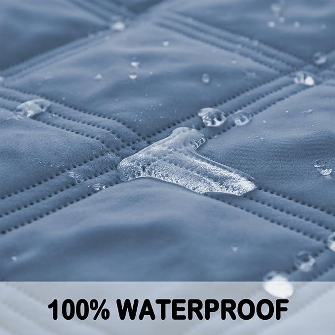 fuguitex Waterproof Dog Blanket Reversible for Small Dogs Resistant Leakproof Washable Couch Cushion Bed Protector Cover for Indoor Furniture Pet Friendly(82"*82",Violet Blue+ Light Blue)