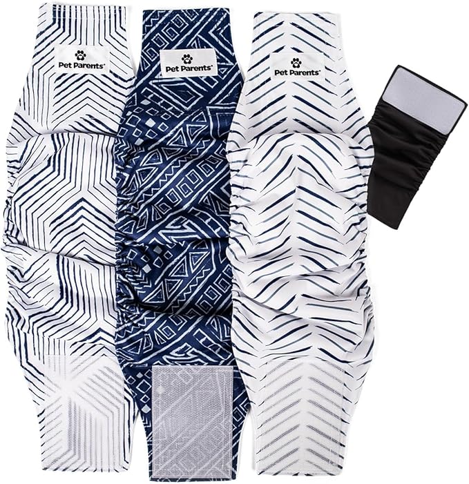 Pet Parents® Washable Belly Bands for Male Dogs (3pack) + Extendrs® of Durable Dog Diapers Male, Premium Male Dog Diapers & Dog Wraps (X-Small, Kahuna)