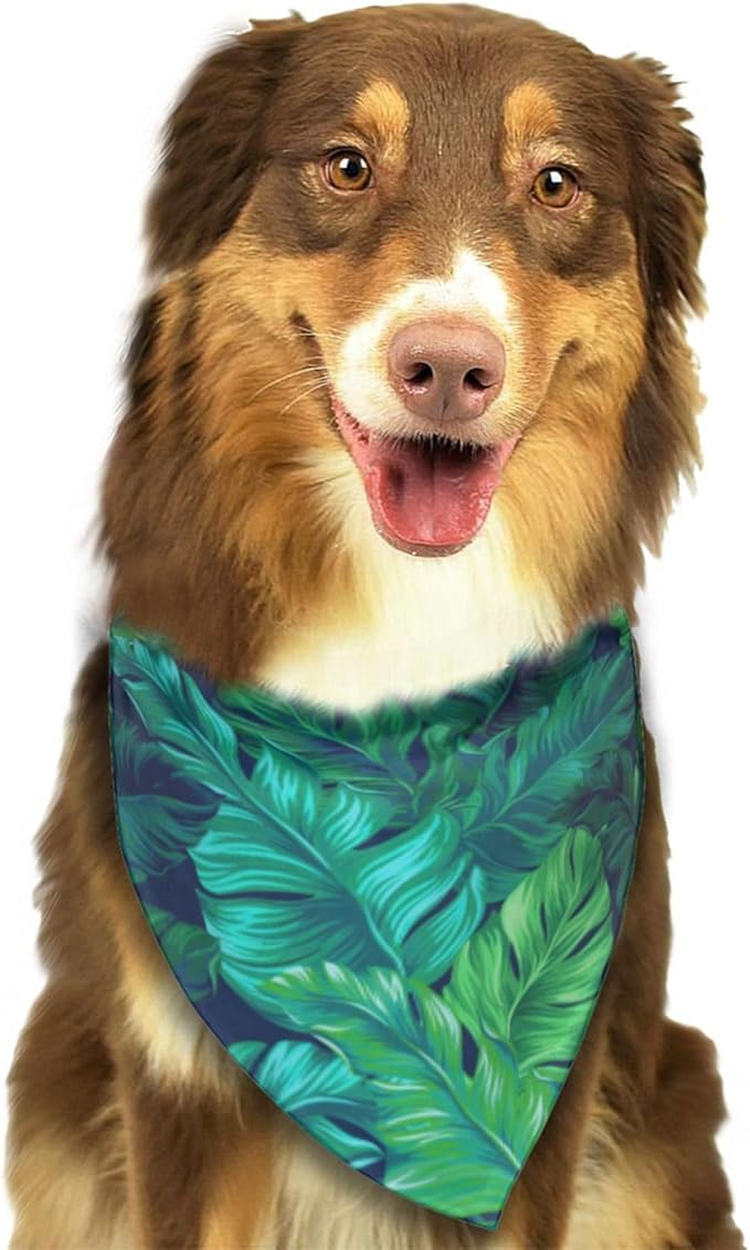 Tropical Hawaiian Leaves Turquoise Leaf Summer Dog Bandana Scarf Triangle Bibs Pet Accessories Cat Kerchief