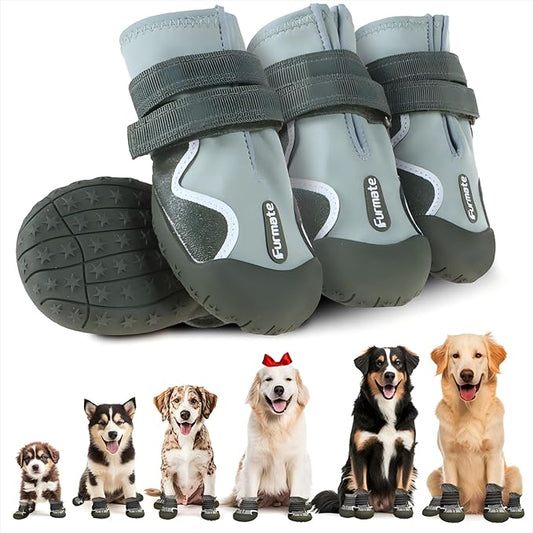 Dog Shoes for Large Small Medium Dogs,Dog Booties for Indoor Hardfloors Anti-Slip,Reflective Strip Waterproof Dog Boots & Paw Protectors for Outdoor Walking Hot Pavement,Winter Snow (Green-2)