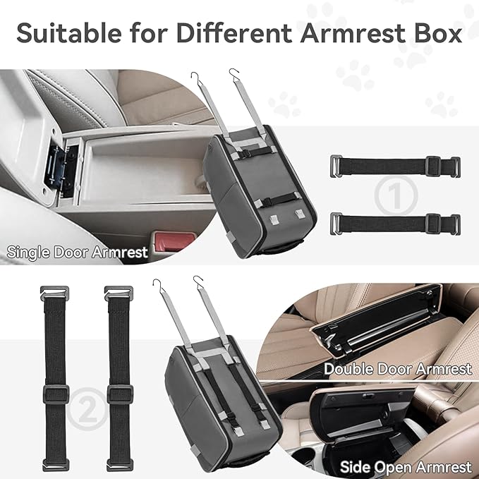 PETSFIT Multipurpose Center Console Dog Car Seat, Airline Approved Dog Car Carrier with Safety Tether and Pockets, Portable Cat Car Seat, Dog Car Seats for Small Dogs, Cats Up to 9 LBS (Deep Grey)