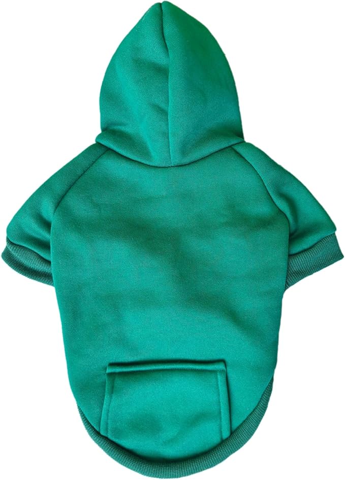 Jecikelon Winter Dog Hoodie Sweatshirts with Pockets Warm Dog Clothes for Small Dogs Chihuahua Coat Clothing Puppy Cat Custume (Green, X-Small)