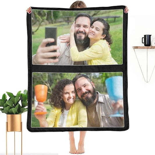 Custom Blanket with Photo, Customized Collage Blankets with Picture Personalized Gift for Lover/Kids/Friends/Family, Customizable Souvenir Home Decor