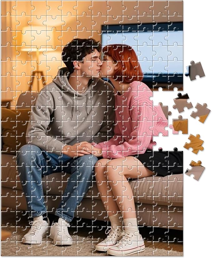 Custom Photo Puzzle, Personalized Jigsaw Puzzle 200/300/500/1000/1500 Pieces, Custom Puzzle Gift for Adults, Christmas, Family, Wedding, Couples, Anniversary(200-vertical)